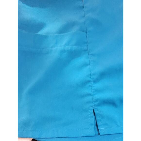 Grey's Anatomy Barco Scrub 2 Womens Tops Lot M Mock Wrap Black Blue Nurse Vet - Picture 7 of 8